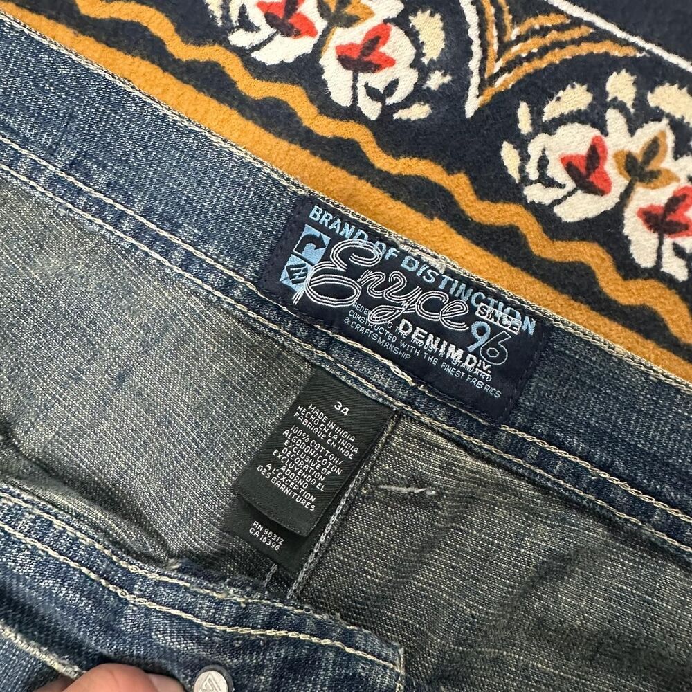 Enyce baggy blue jorts Size 34 light blue sandy mud wash baggy long jean shorts - Picture 3 of 8